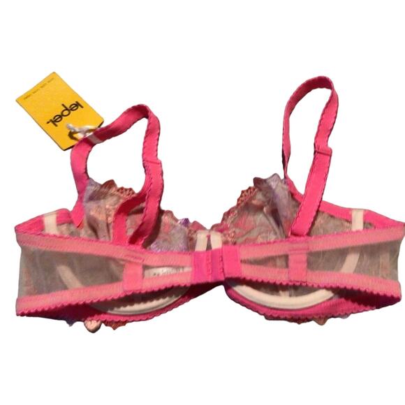 Lepel Eliza Pink Embroidered Balconette Bra 34A US / 34B UK New With Tags NWT - Picture 2 of 3